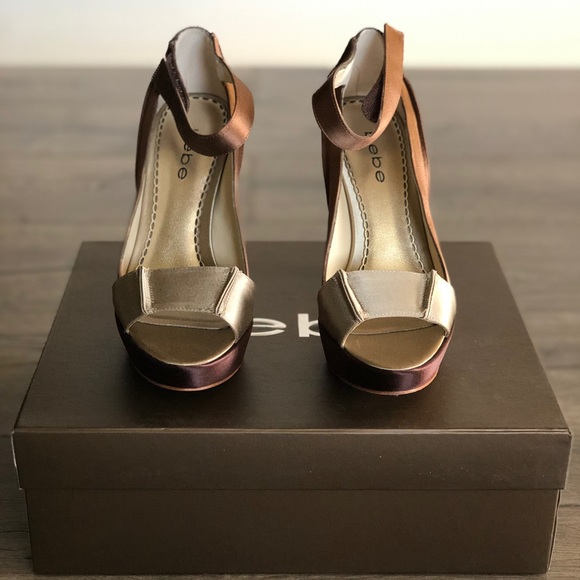 Like new - Bebe Pearl Brown Ankle Strap Sandals - Picture 2 of 4